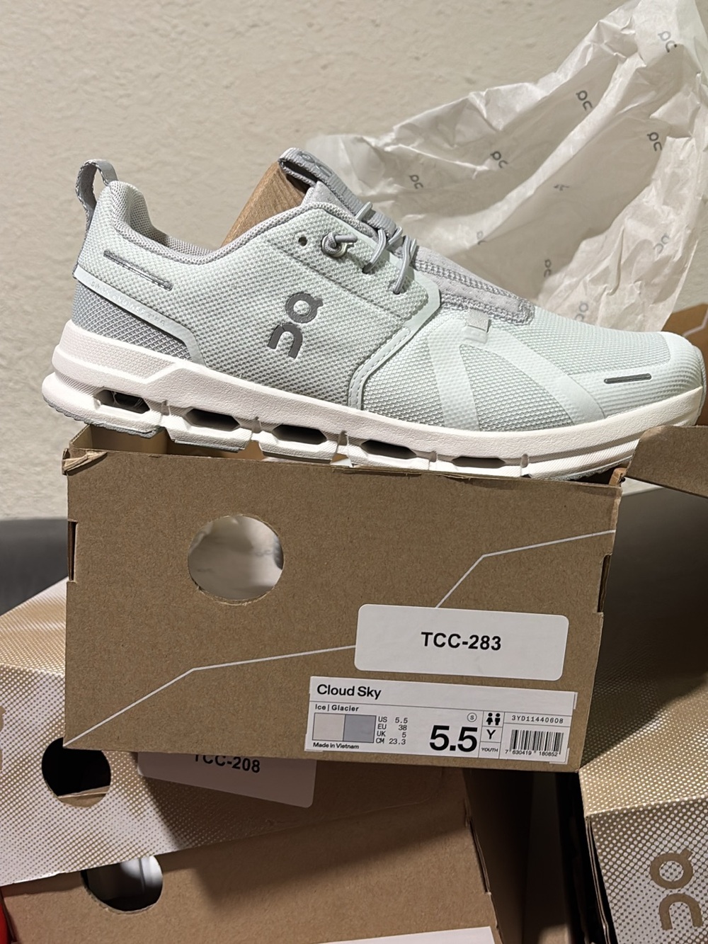 On Cloud Women's Athletic Sneakers in Cloud Sky (Ice/Glacier)